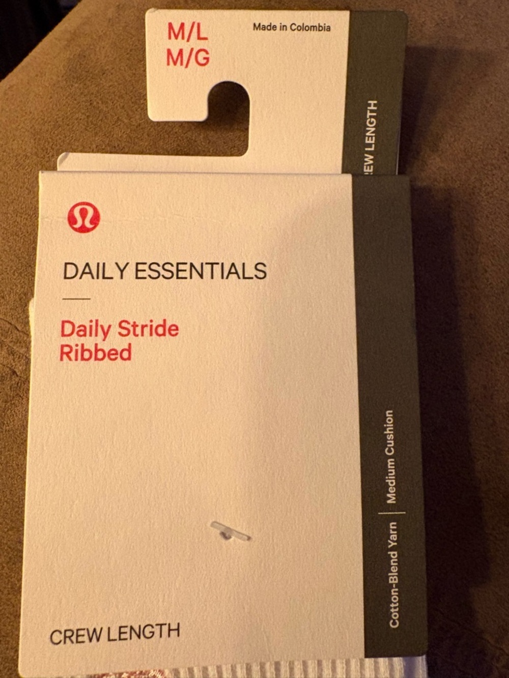 NWT lululemon athletica White Crew Socks with Pink Stripe and Logo